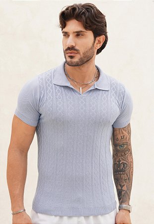 Camiseta Texturizada Polo Azul Bebê