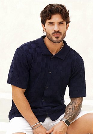 Camisa Tricot Azul Marinho