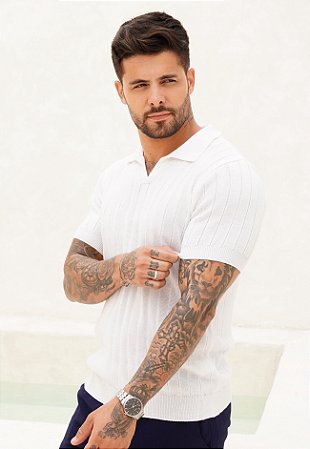 Camiseta Polo Tricot Branca