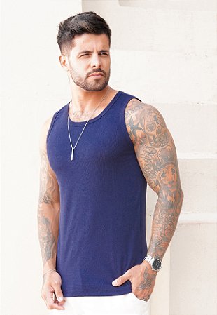 Regata Gringa Algodão Azul Marinho