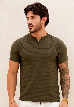 Camiseta Texturizada Verde Musgo