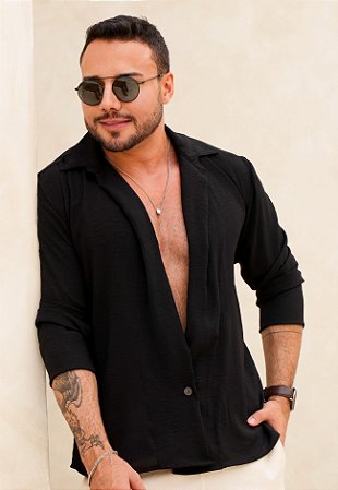 Camisa Capri Manga Longa Preta