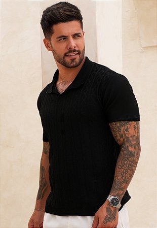 Camiseta Tricot Texturizada Preta
