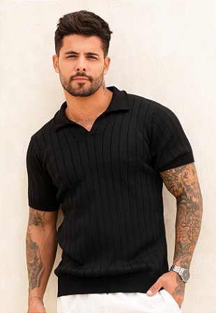 Camiseta Polo Tricot Preta