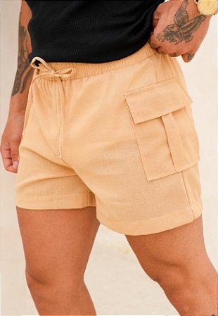 Mini Shorts Linho Bege