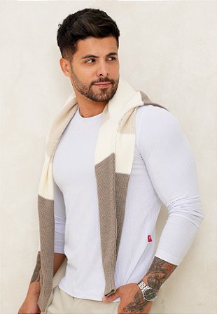 Blusa Manga Longa Canelada Branca