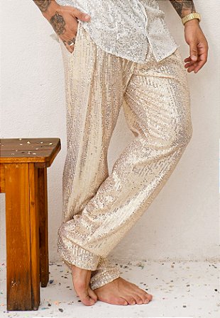 Calça Paetê Champagne
