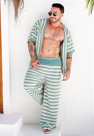 Conjunto Tricot Bicolor Verde Menta