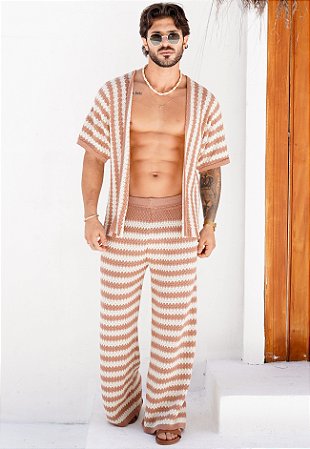 Conjunto Tricot Bicolor Bege