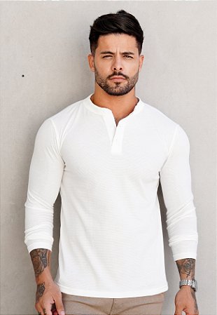 Blusa Manga Longa Texturizada Off White