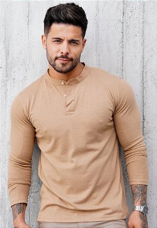 Blusa Manga Longa Texturizada Nude