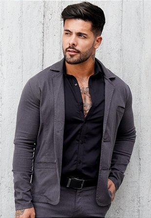 Blazer Alfaiataria Cinza Grafite