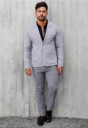 Conjunto Alfaiataria (Blazer + Calça) Cinza Gelo