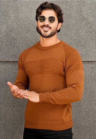 Suéter Tricot Texturizado Caramelo