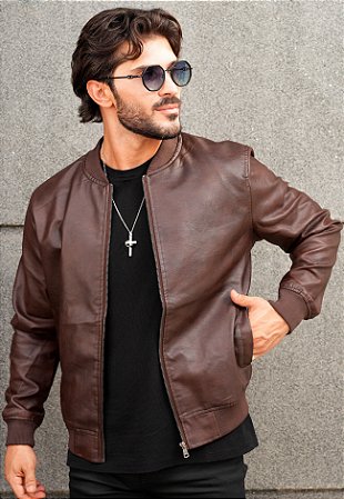 Jaqueta Couro Marrom Café