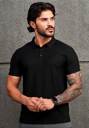 Camiseta Polo Dry Fit Preta
