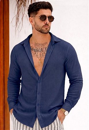 Camisa Duna Manga Longa Azul Marinho