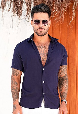 Camisa Viscose Azul Marinho