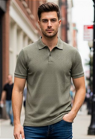 Camiseta Polo Texturizada Verde