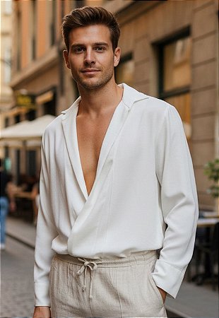 Camisa Capri Branca (2 Formas de Uso)