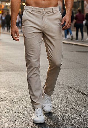 Calça Texturizada Bege