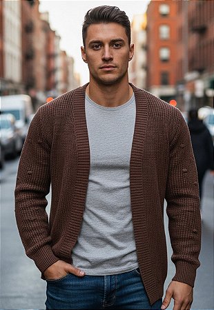 Cardigan Tricot Marrom
