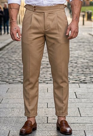 Calça Alfaiataria Ajuste Lateral Bege