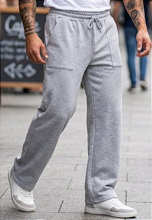 Calça Moletom Cinza Mescla
