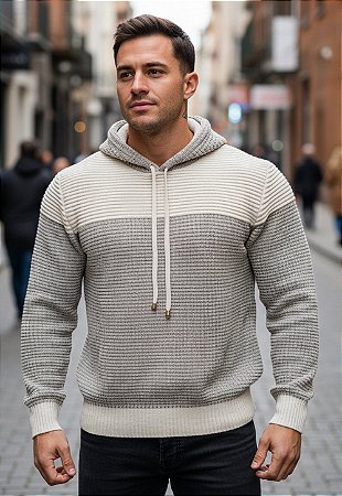 Casaco Tricot Bicolor Comfort