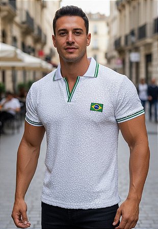 Camiseta Paetê Brasil Branca