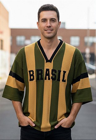Camiseta Tricot Oversized Brasil