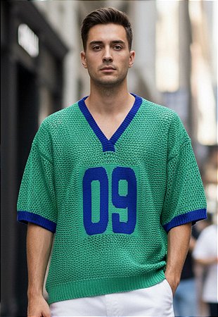 Camiseta Tricot Gola V Brasil