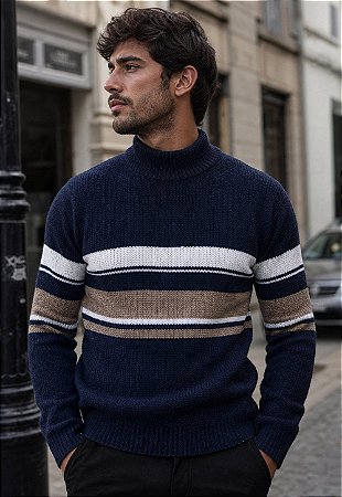 Suéter Gola Alta Tricot Alpine