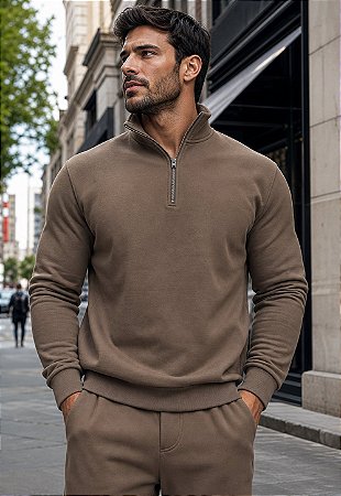 Blusa Moletom Gola Zíper Premium