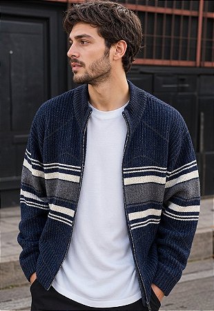 Suéter Tricot C/ Zíper Tencel