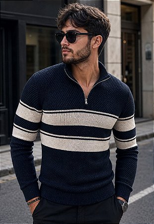 Suéter Tricot Gola Zíper Skyline