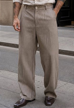 Calça Alfaiataria Wide Risca De Giz