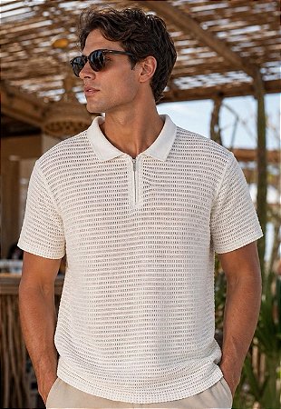 Camiseta Tricot Polo Gola Zíper