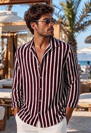 Camisa Viscolinho Listrada Tropicale
