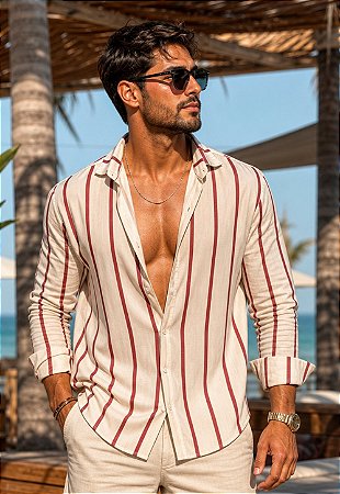 Camisa Viscolinho Listrada Bali