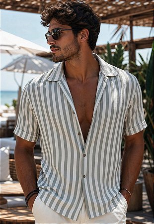 Camisa Listrada Oversized Maldivas