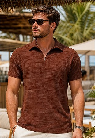 Camiseta Polo Tricot Zíper Beach