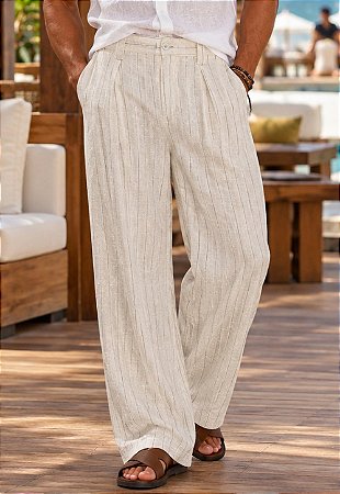 Calça Linho Listrada Royale