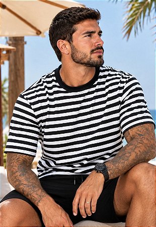 Camiseta Oversized Listrada Savoy