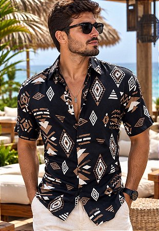 Camisa Viscolinho Estampada Porto