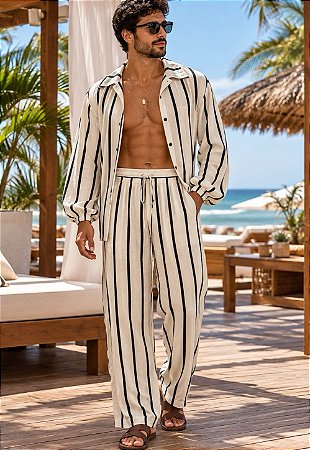 Conjunto Viscolinho Listrado Maldivas
