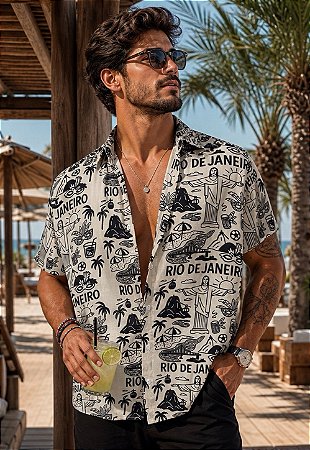 Camisa Viscolinho Estampada Rio