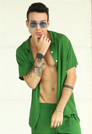 Camisa Viscose Verde Bandeira