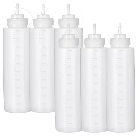 Kit 6 Bisnagas para Molho 1 Litro Grande Flexivel Profissional