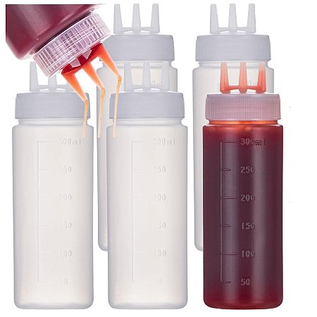 Kit 5 Bisnagas para Molho Profissional Graduada com 3 Bicos 450ml
